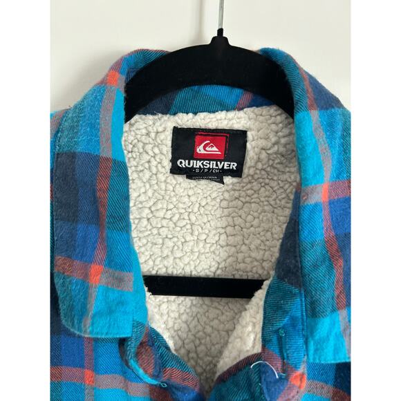 Quiksilver Men's Small Blue Plaid Sherpa Lined Shacket - Picture 8 of 10